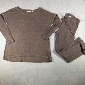 Soft Surroundings Brown Ribbed Knit Lounge Set Tunic & Pants 28A04 Mens M